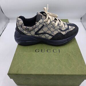 Gucci GG Rhyton 'Beige Blue Monogram' Sneakers Size 10